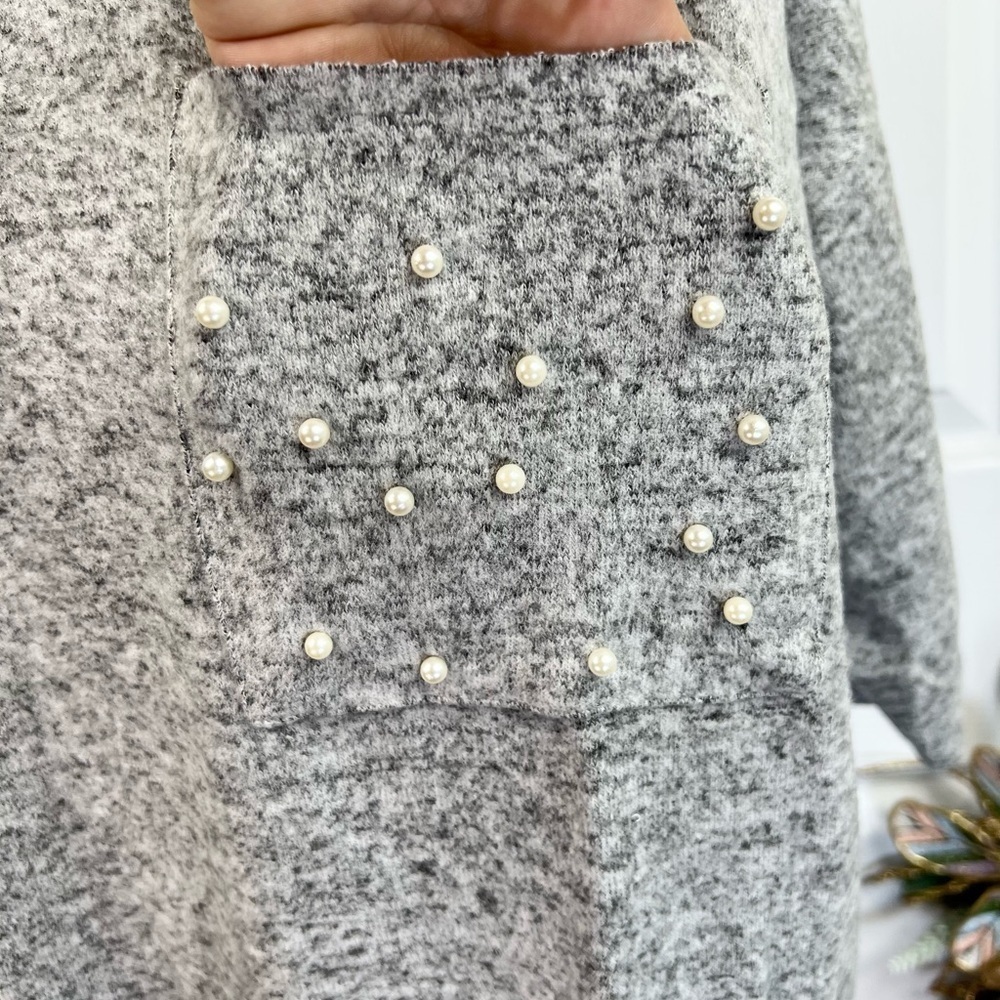WORKSHOP Republic Size S Heather Grey Pearl Soft Knit Top Athleisure Casual - Picture 11 of 15